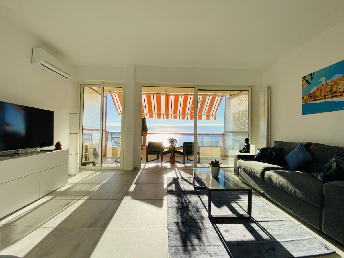 Le Vigia-Vue Mer-Terrasse-Climatisation-Parking Menton Exteriör bild