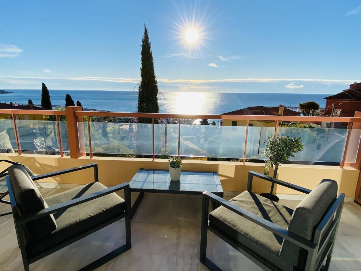 Le Vigia-Vue Mer-Terrasse-Climatisation-Parking Menton Exteriör bild