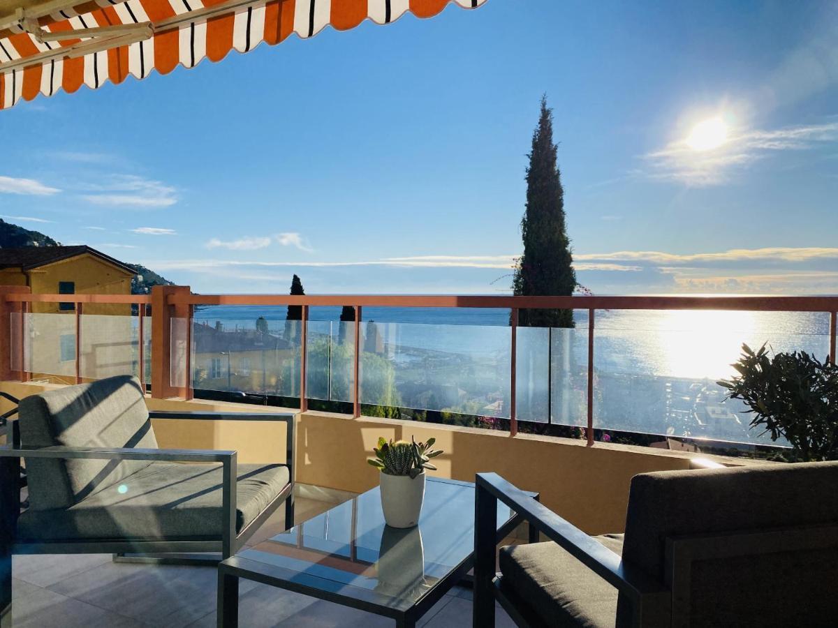 Le Vigia-Vue Mer-Terrasse-Climatisation-Parking Menton Exteriör bild